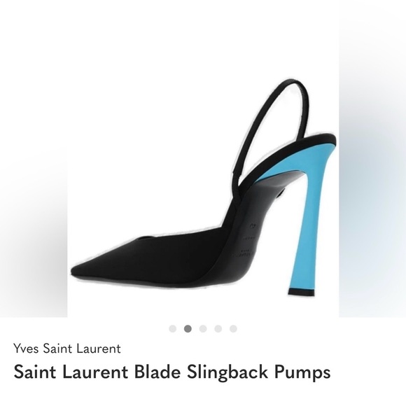 Yves Saint Laurent Black Slingback Heels with Blue Accent - Picture 3 of 5